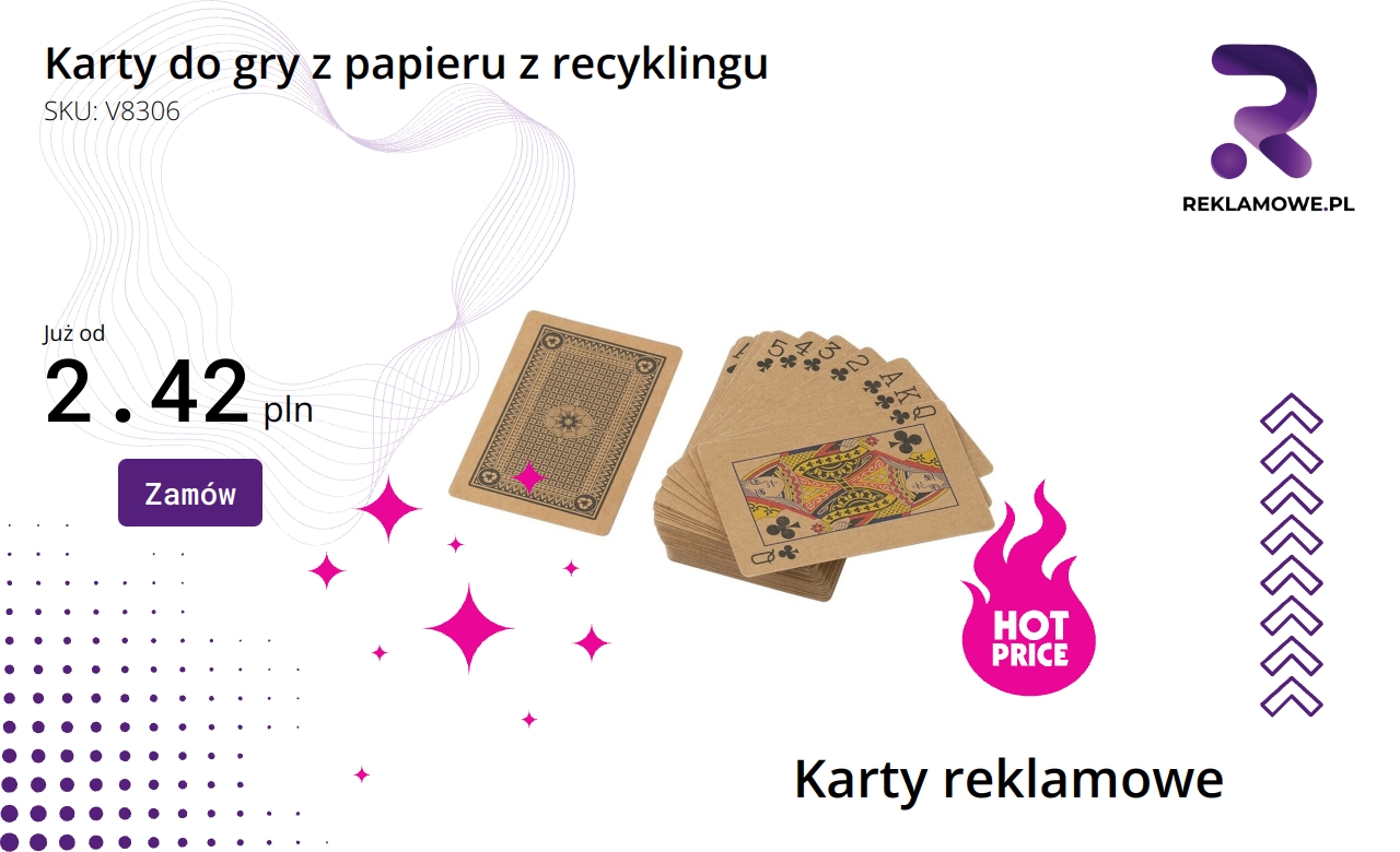 Zestaw kart do gry wykonanych z recyklingowanego papieru