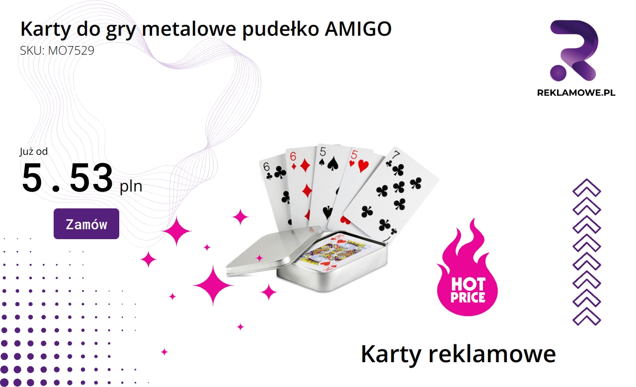 Karty do gry w metalowym pudełku marki AMIGO